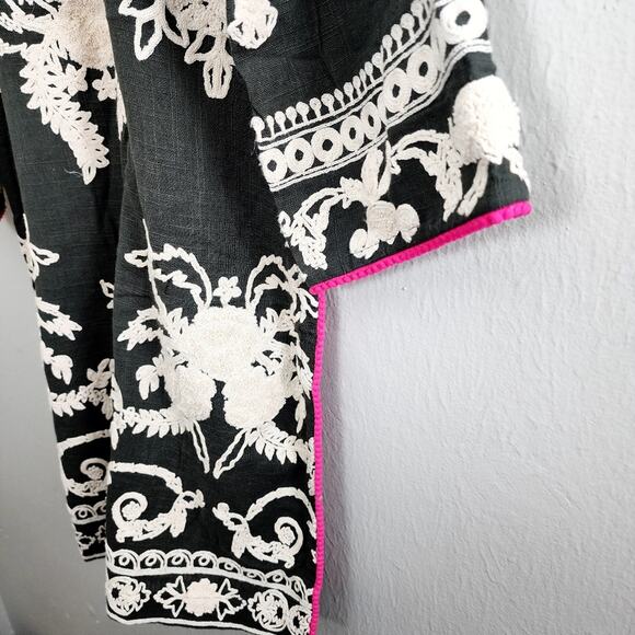 Sana Safinaz Floral Embroidered Tunic Midi Dress - Dark Grey - Size M - Picture 7 of 12